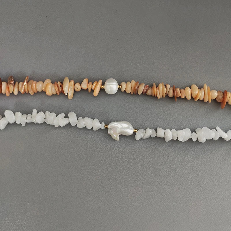 Bohemian Trend Crushed Stone Necklace Irregular Natural Stone Neck Accessories Gift For Friends Natural Pearl Pendant Jewellery