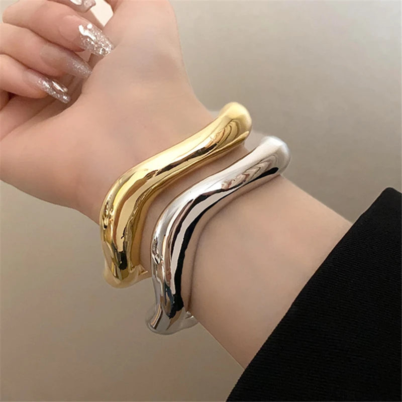 SHANGZHIHUA Irregular Metal Design Personality Exaggerated Bracelet for Women European and American Fashion High Jewelry Gift