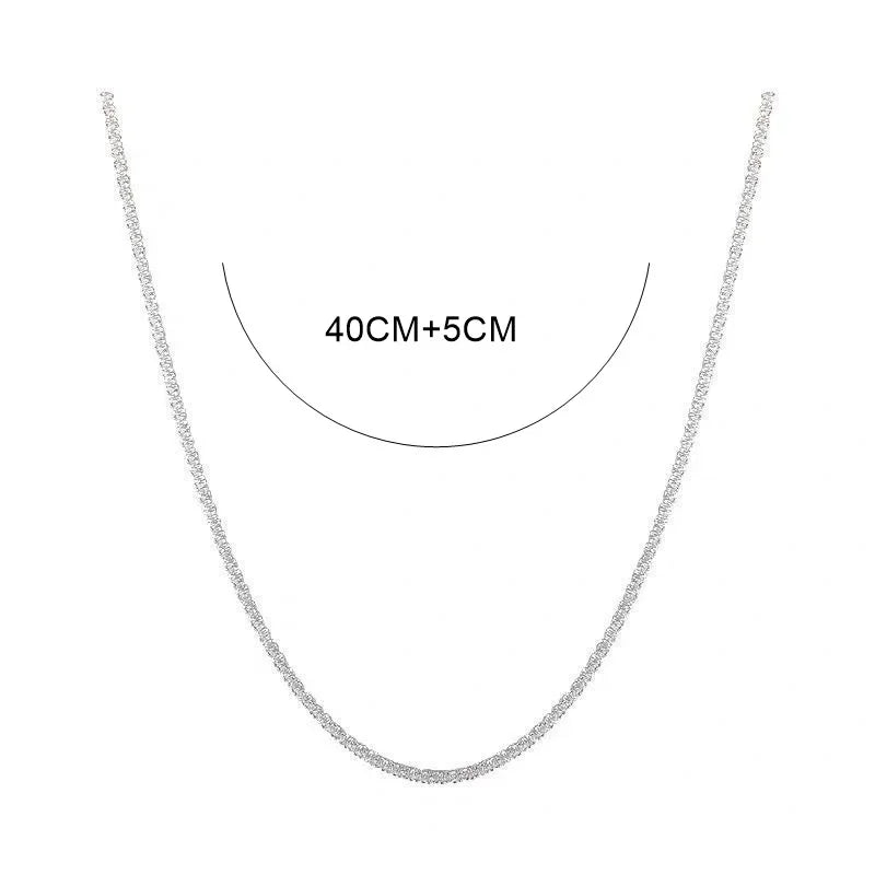 LATS Popular Silver Colour Sparkling Clavicle Chain Choker Necklace Collar For Women